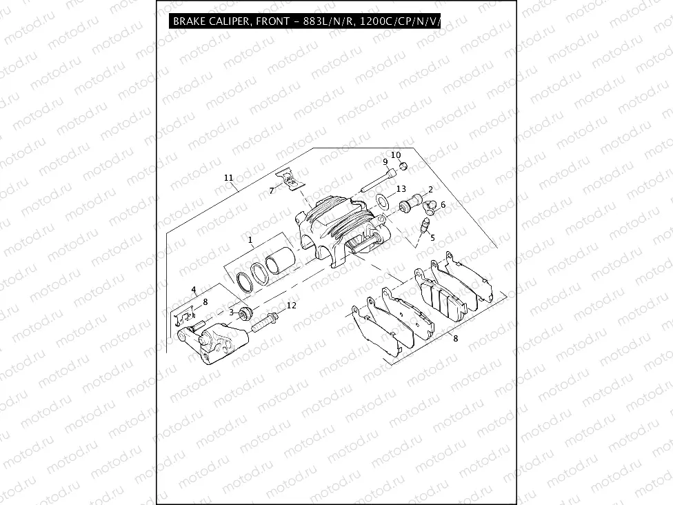 BRAKE CALIPER, FRONT - 883L/N/R, 1200C/CP/N/V/X