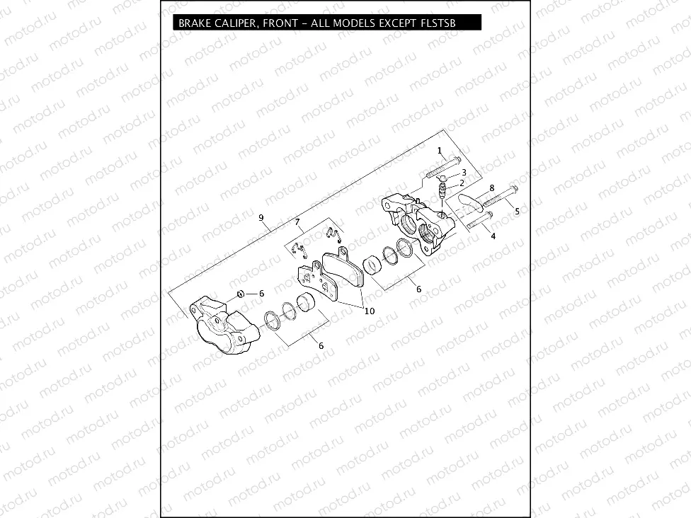 BRAKE CALIPER, FRONT - ALL MODELS EXCEPT FLSTSB