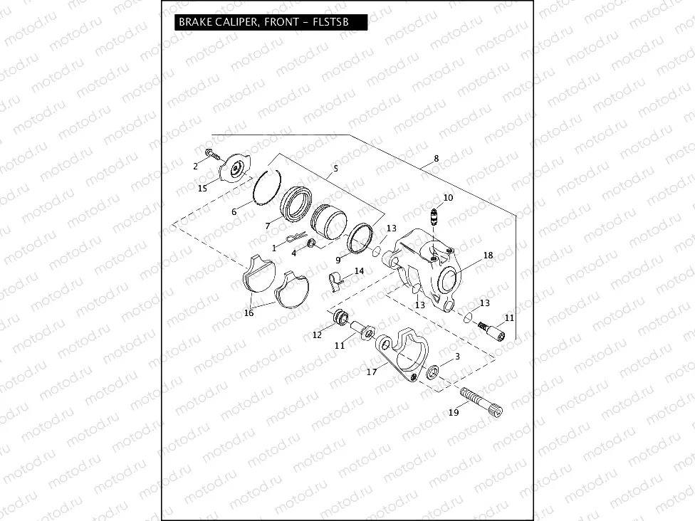 BRAKE CALIPER, FRONT - FLSTSB