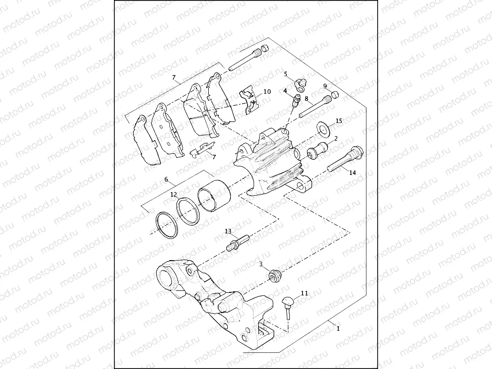 BRAKE CALIPER, REAR - 883L/N/R, 1200C/CA/CB/CP/V/X