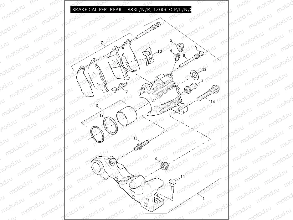 BRAKE CALIPER, REAR - 883L/N/R, 1200C/CP/L/N/X