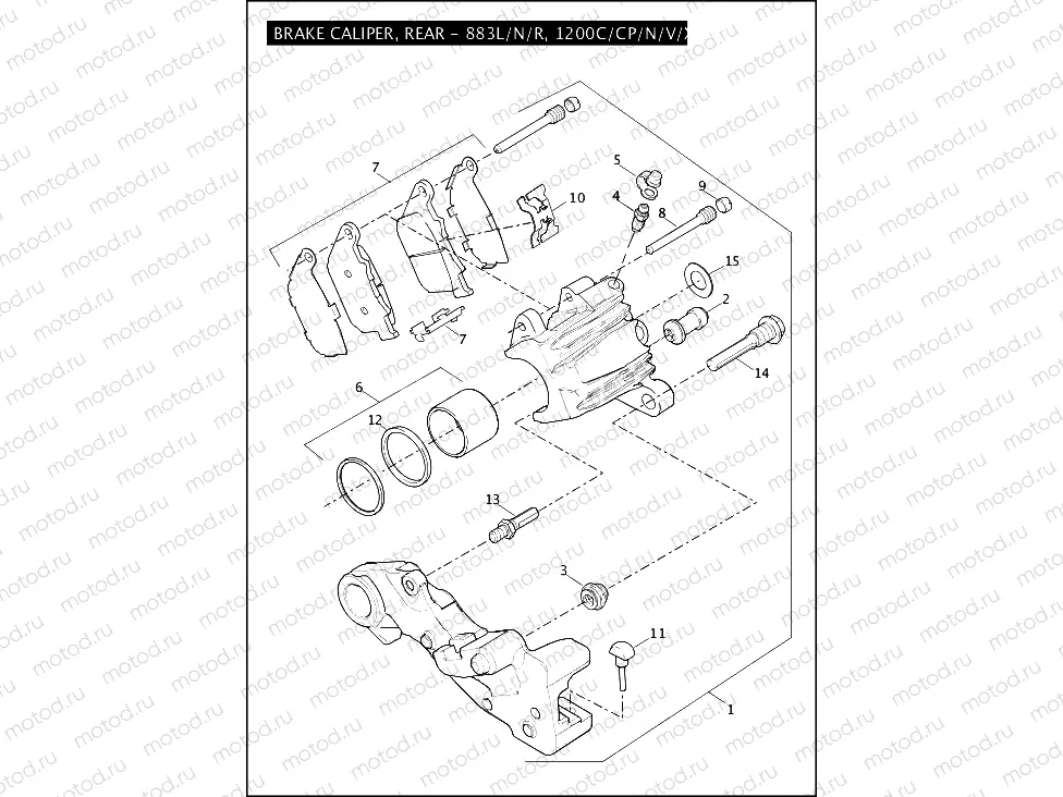 BRAKE CALIPER, REAR - 883L/N/R, 1200C/CP/N/V/X