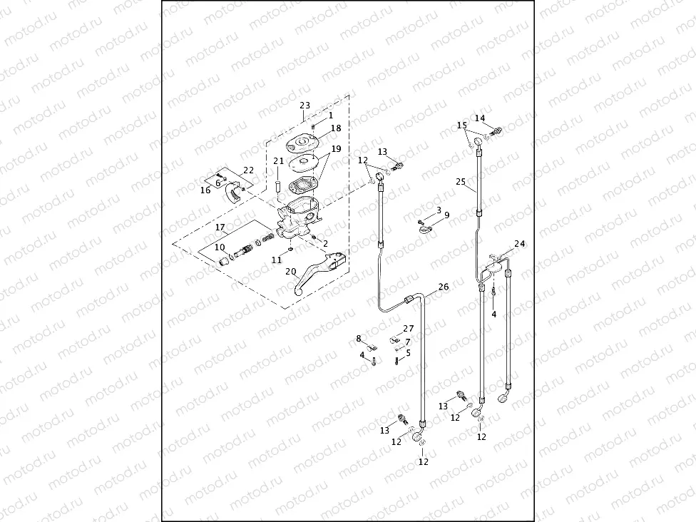 BRAKE CONTROL, FRONT - 883L/N/R, 1200C/CA/CB/CP/V/X