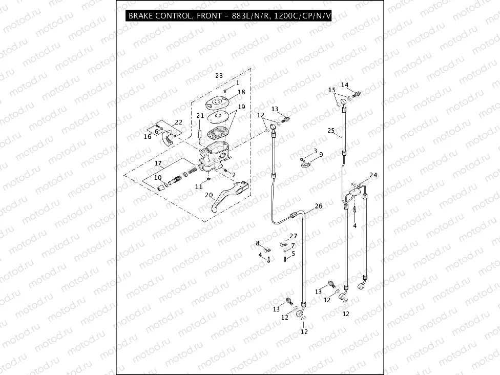 BRAKE CONTROL, FRONT - 883L/N/R, 1200C/CP/N/V/X