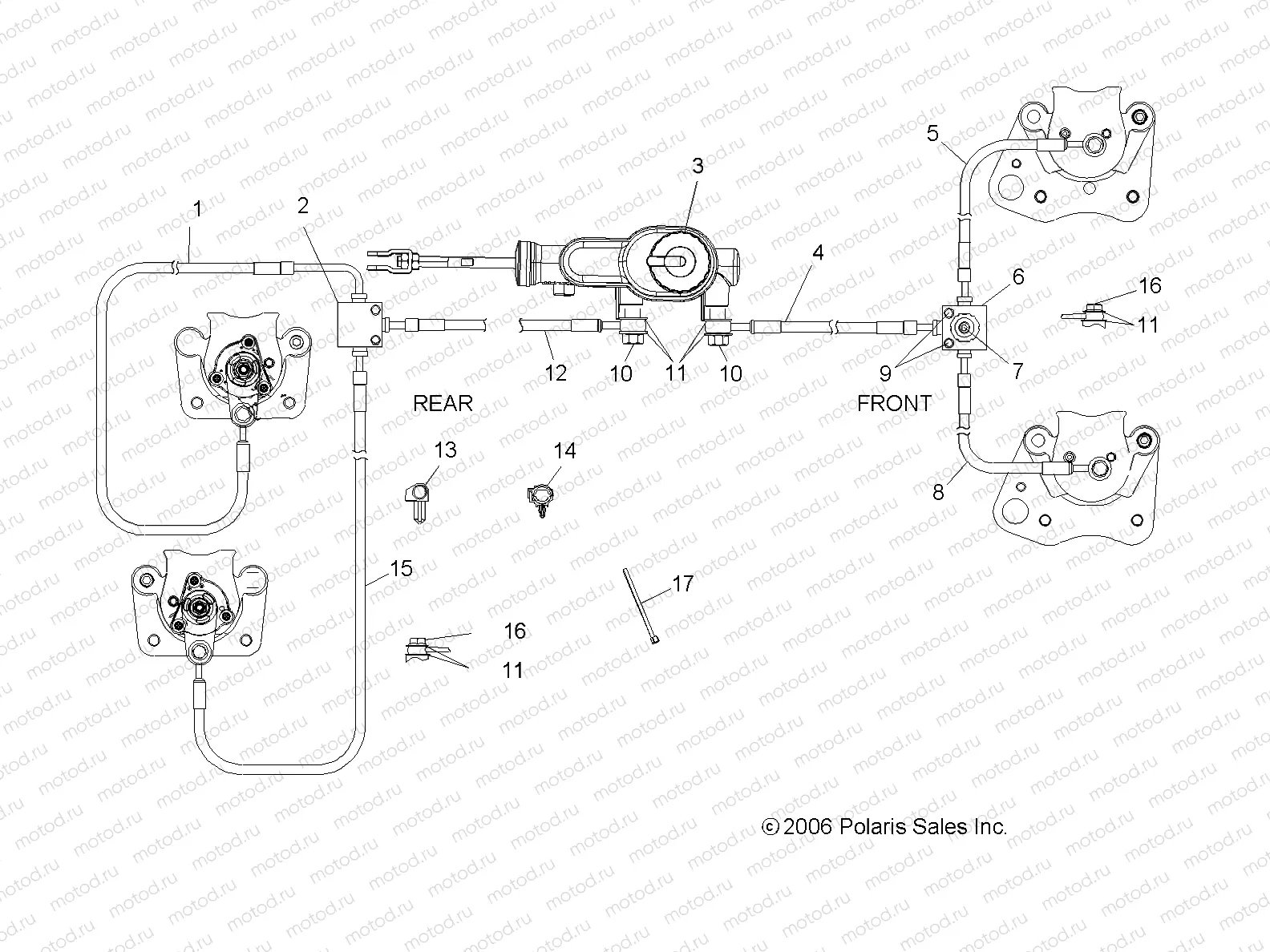 BRAKE LINES/MASTER CYLINDER - R07RH50AF/AR/AT (49RGRBRAKELINES07500EFI) | BRAKE LINES/MASTER CYLINDER - R07RH50AF/AR/AT (49RGRBRAKELINES07500EFI)