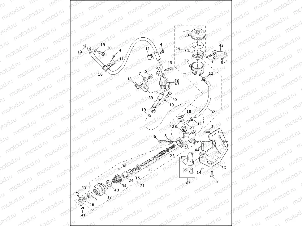 BRAKE, MASTER CYLINDER, REAR - 883L/N/R, 1200C/CA/CB/CP/V/X (2 OF 2)
