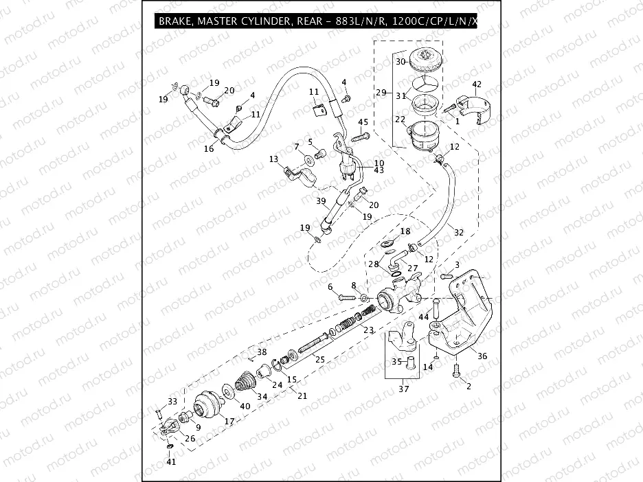 BRAKE, MASTER CYLINDER, REAR - 883L/N/R, 1200C/CP/L/N/X