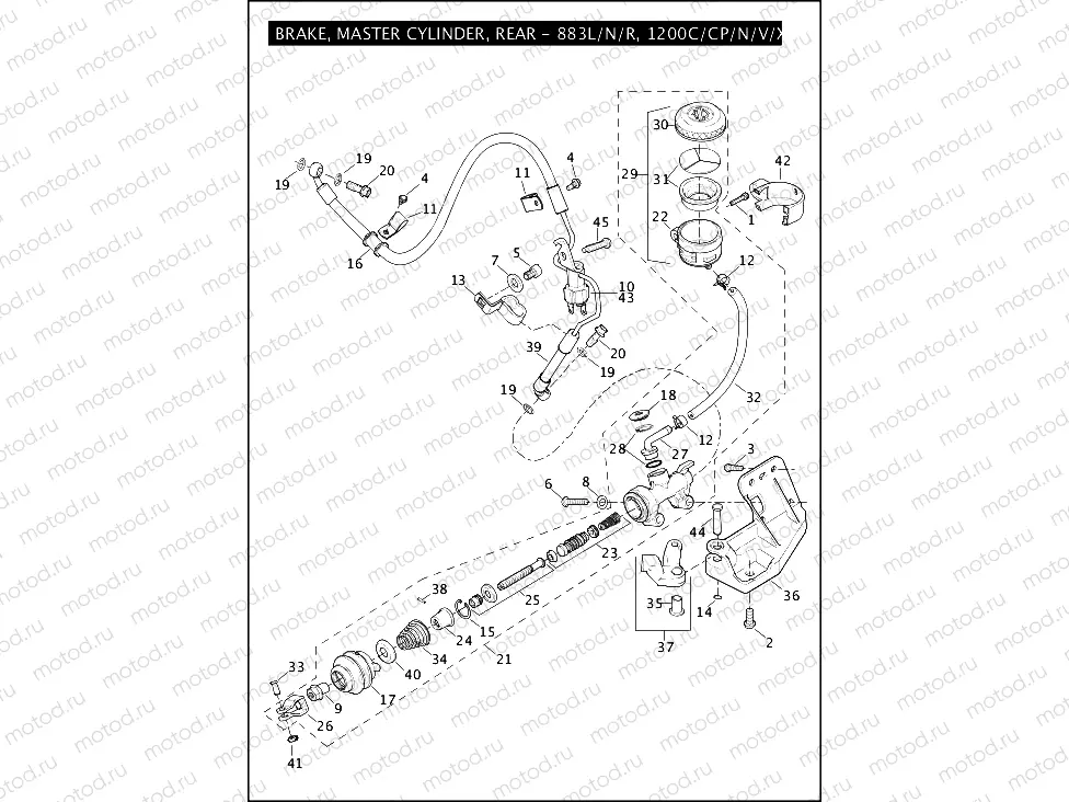 BRAKE, MASTER CYLINDER, REAR - 883L/N/R, 1200C/CP/N/V/X