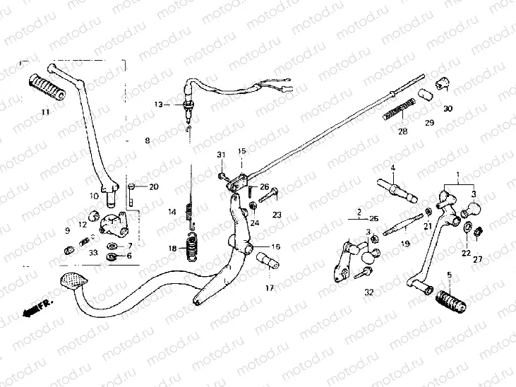 Brake pedal/Change pedal/ Kick starter arm