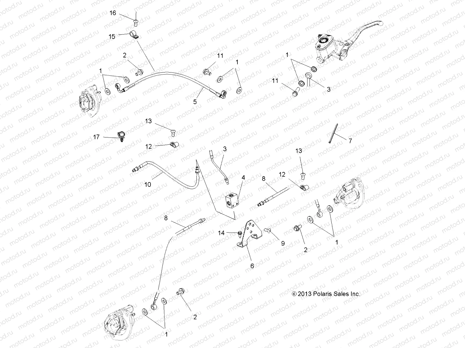 BRAKES | BRAKES, BRAKE LINES - A14DN5EAH/EAR (49ATVBRAKELINE14SP550)