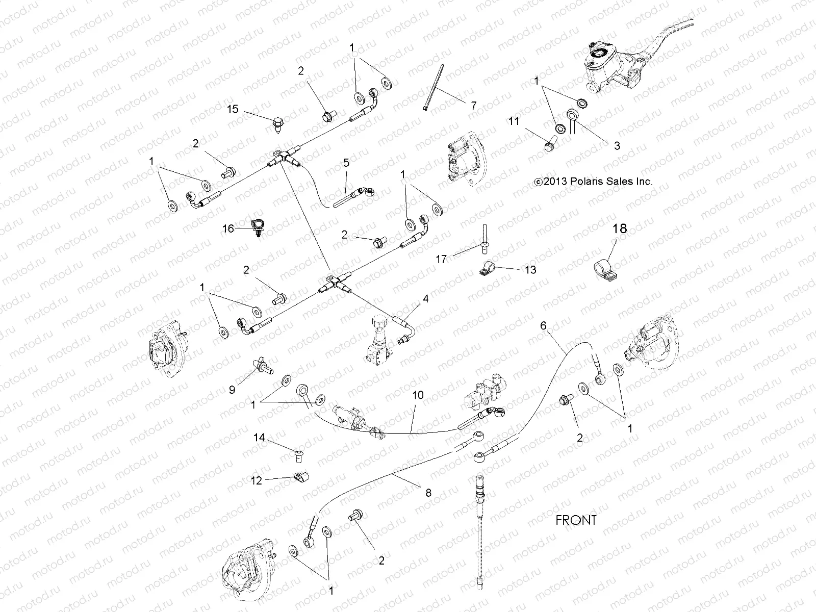BRAKES | BRAKES, BRAKE LINES - A14GH8EFI (49ATVBRAKELINE14SCRAM850I)