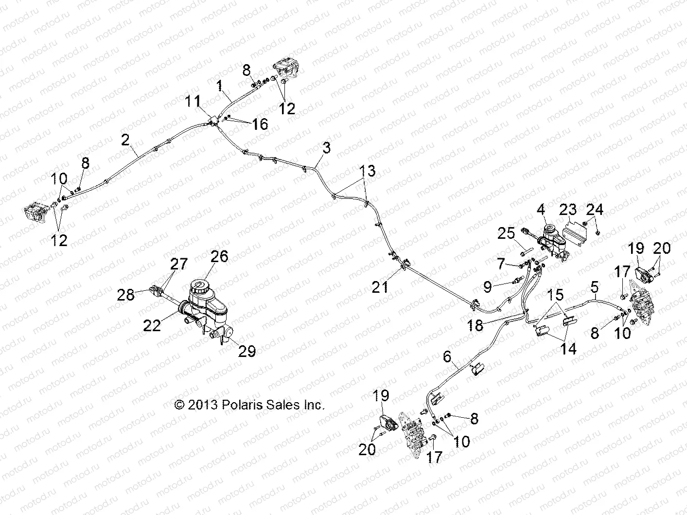 BRAKES | BRAKES, BRAKE LINES AND MASTER CYLINDER - D131D9JDJ/1L9JDJ/2M9JDJ (49BRUTUSBRAKELINE13)