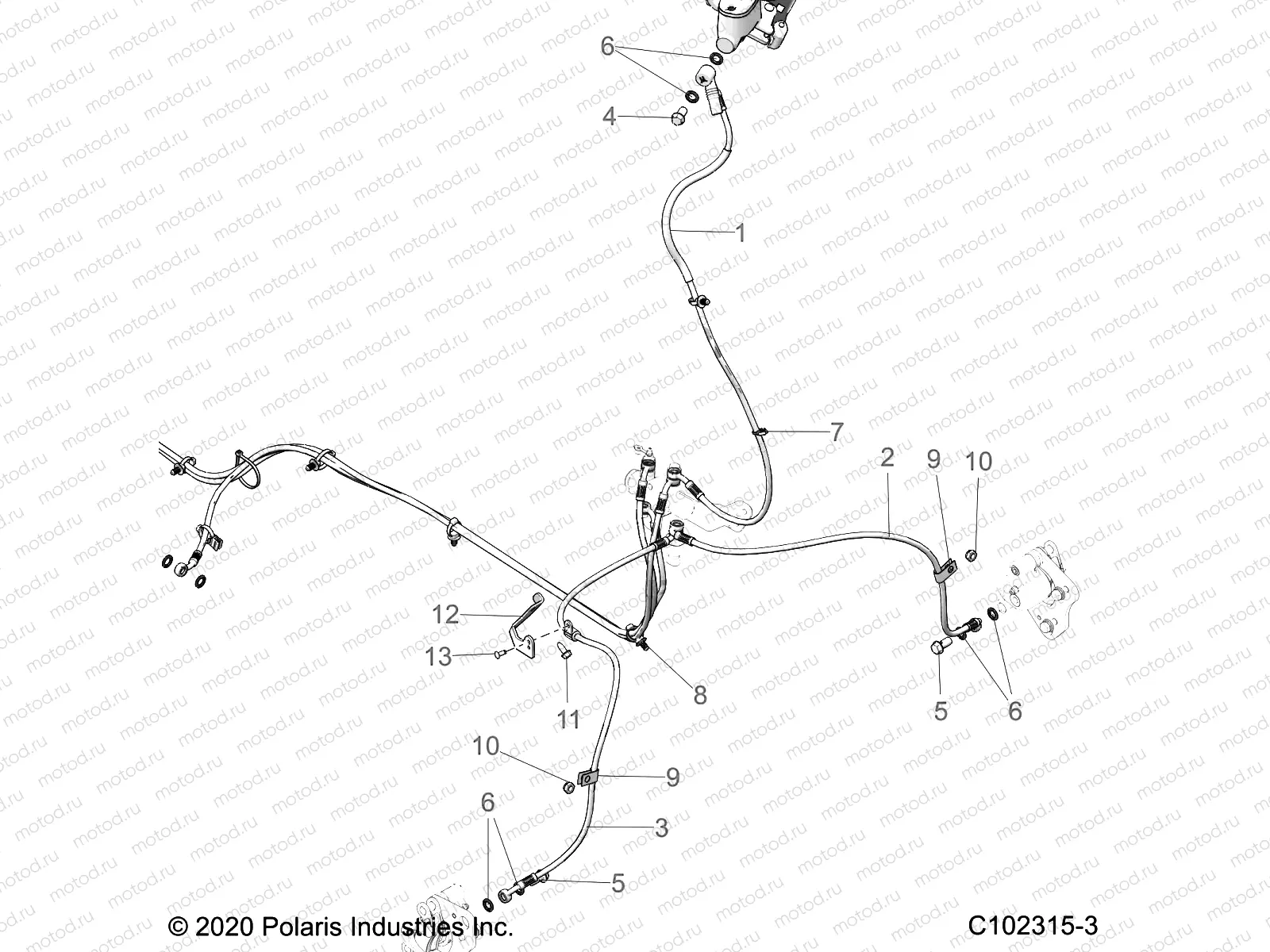 BRAKES | BRAKES, BRAKE LINES, FRONT - A22SEE57F1/F57C1/F1/S57C1/C2/C5/C9/CK/F1/F2/F5/F9/FK (C102315-3)