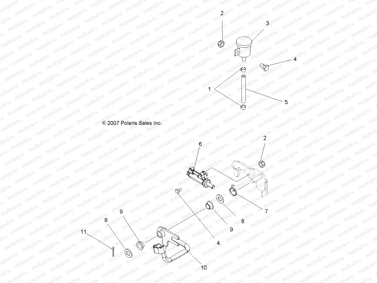 BRAKES | BRAKES, BRAKE PEDAL and REAR MASTER CYLINDER - A08MH50SS/SQ (49ATVBRAKEFOOT08SP500)
