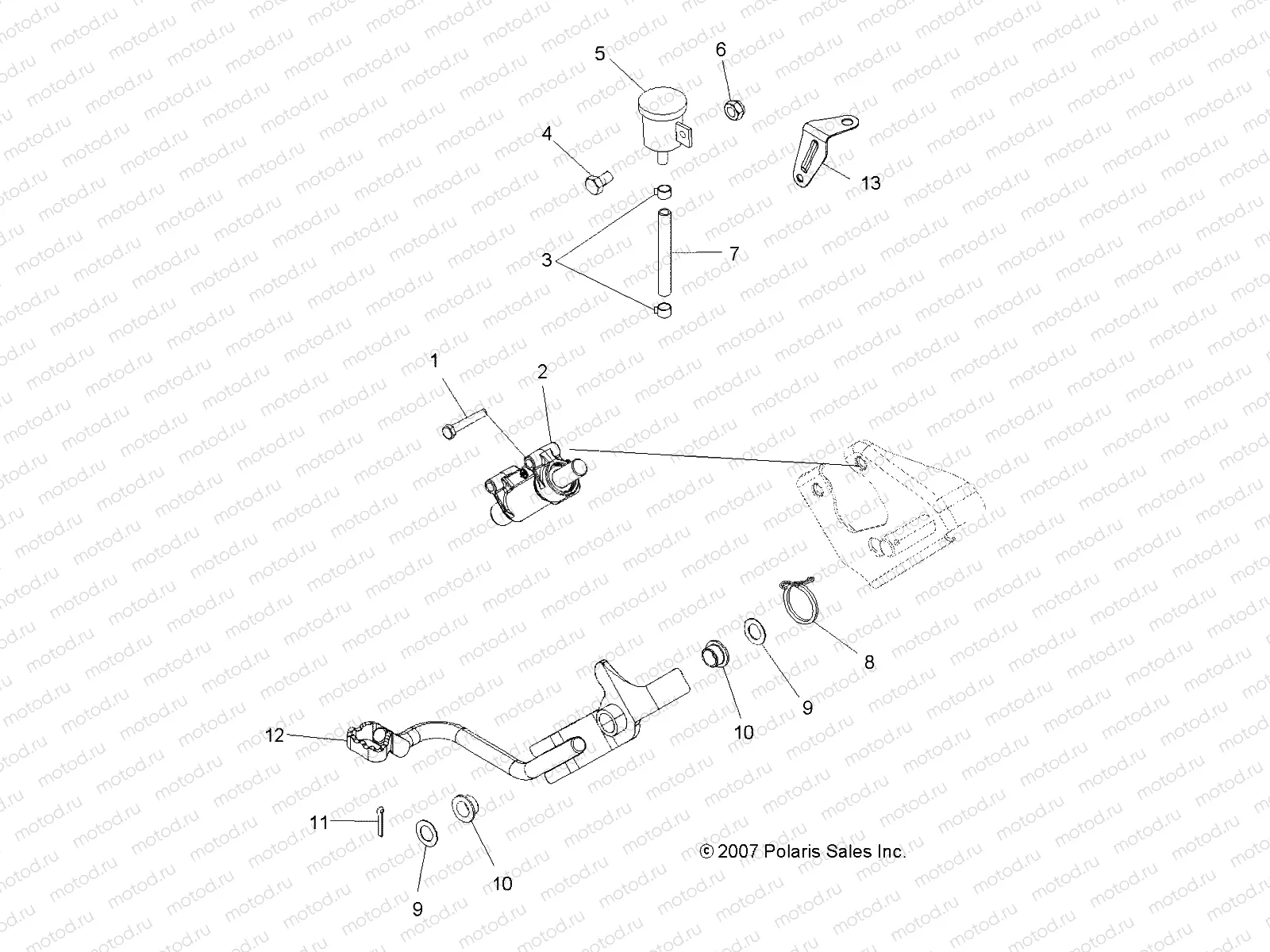 BRAKES | BRAKES, BRAKE PEDAL and REAR MASTER CYLINDER - A09LB27AA (49ATVBRAKEFOOT08SP300)