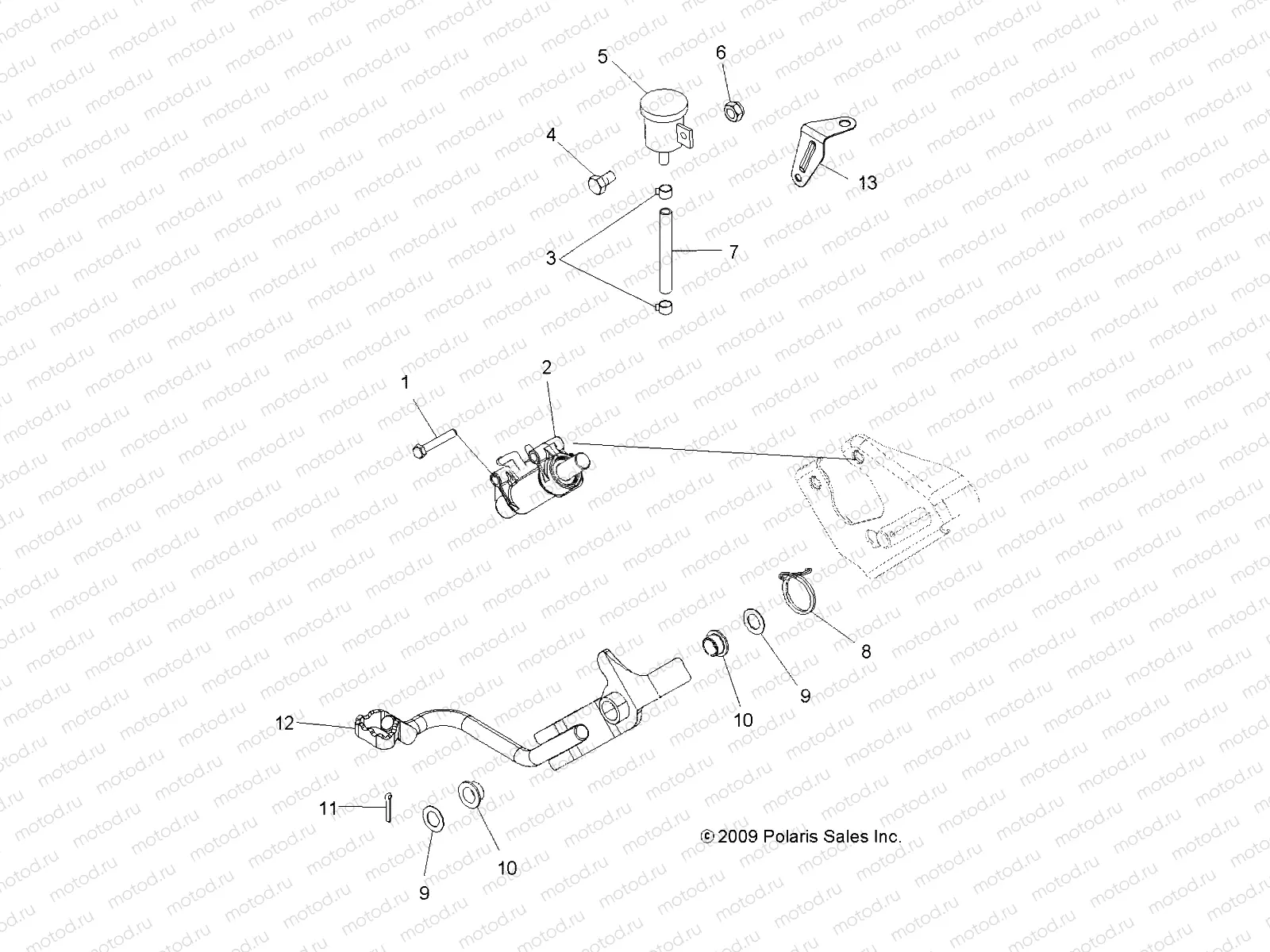 BRAKES | BRAKES, BRAKE PEDAL and REAR MASTER CYLINDER - A10LH27AX/AZ (49ATVBRAKEFOOT10HAWK)