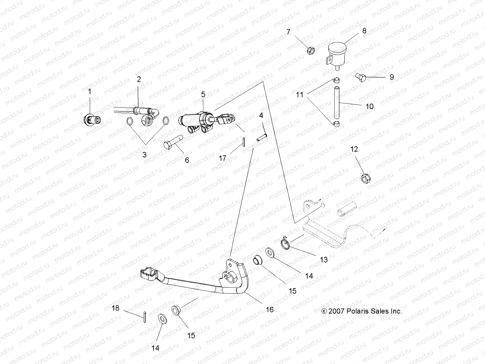 BRAKES | BRAKES, FOOT PEDAL and MASTER CYLINDER - A08DN50EA (49ATVBRAKEFOOT08SPTRG500QD)