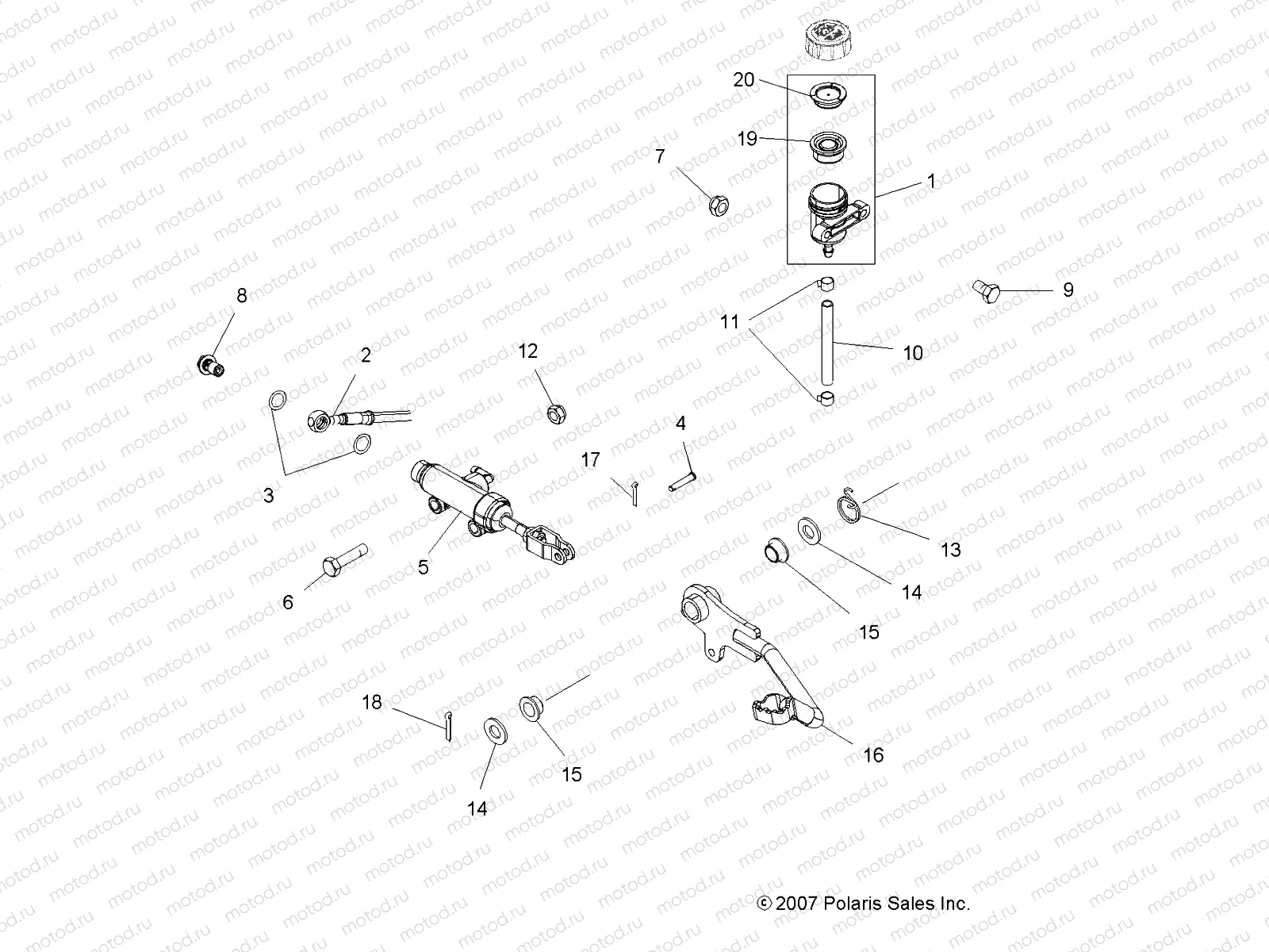 BRAKES | BRAKES, FOOT PEDAL and MASTER CYLINDER - A08DN76FC (49ATVBRAKEFOOT08SPTRG800I)