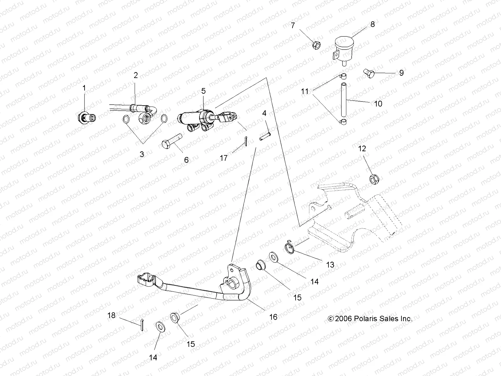 BRAKES | BRAKES, FOOT PEDAL and MASTER CYLINDER - A08TN50EA (49ATVBRAKEFOOT08X2500QUAD)
