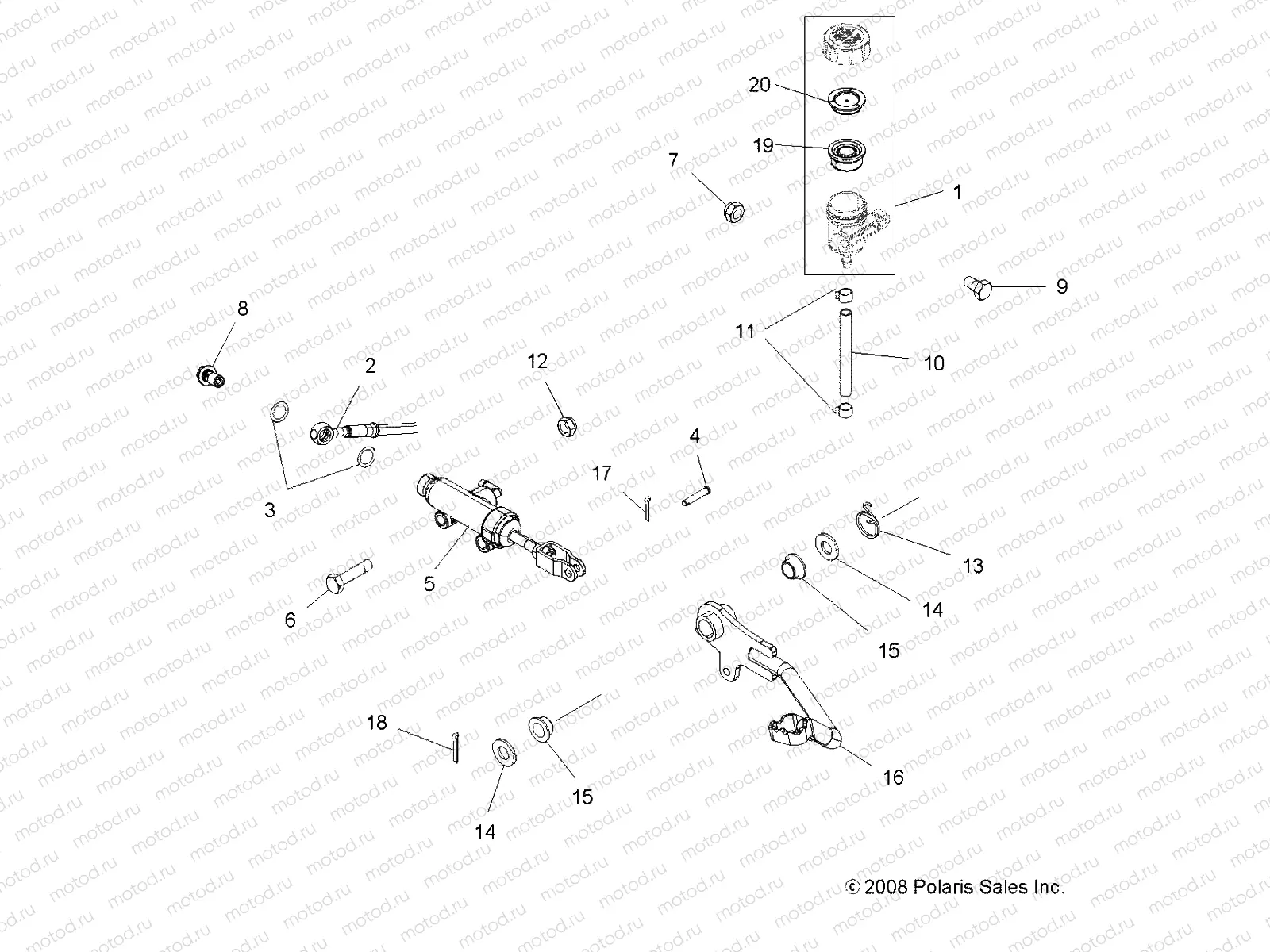 BRAKES | BRAKES, FOOT PEDAL and MASTER CYLINDER - A09DN50EA (49ATVBRAKEFOOT09SP500TRGQD)