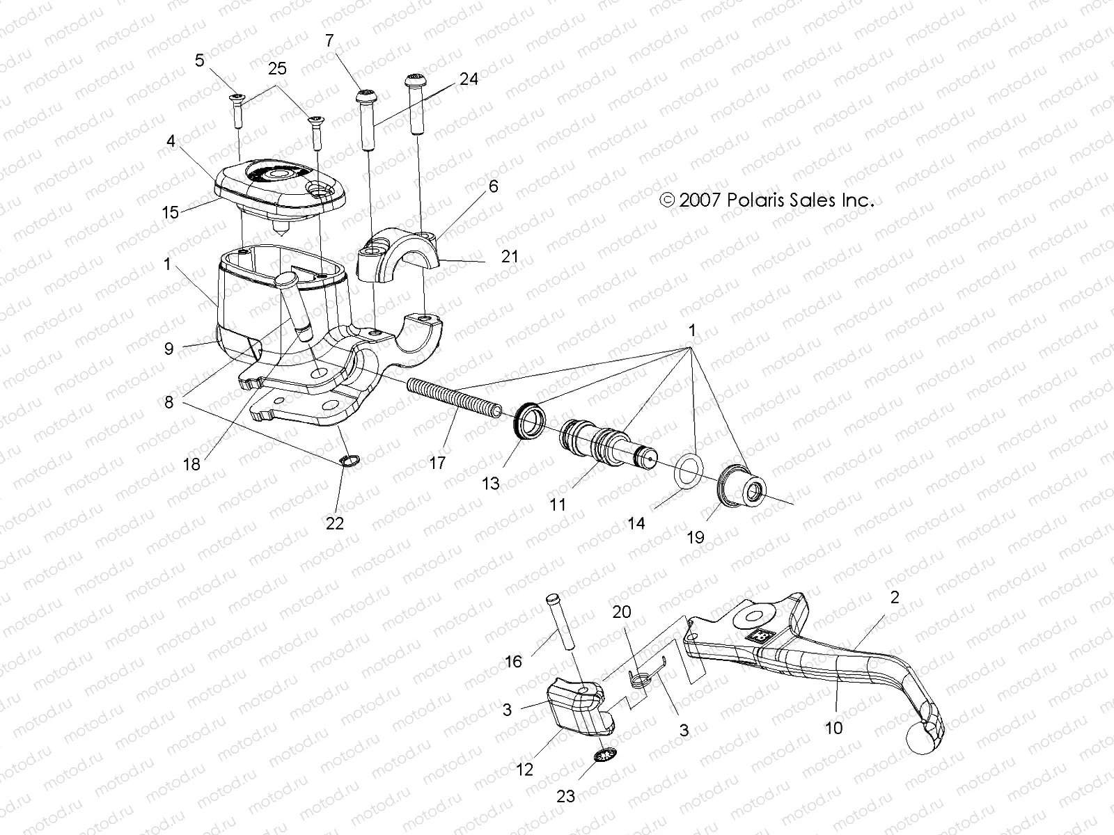 BRAKES | BRAKES, FRONT BRAKE LEVER and MASTER CYLINDER - A08MN50AF/AN/AQ/AR/AS/AT/AW/AX (49ATVMCLH08SP500)