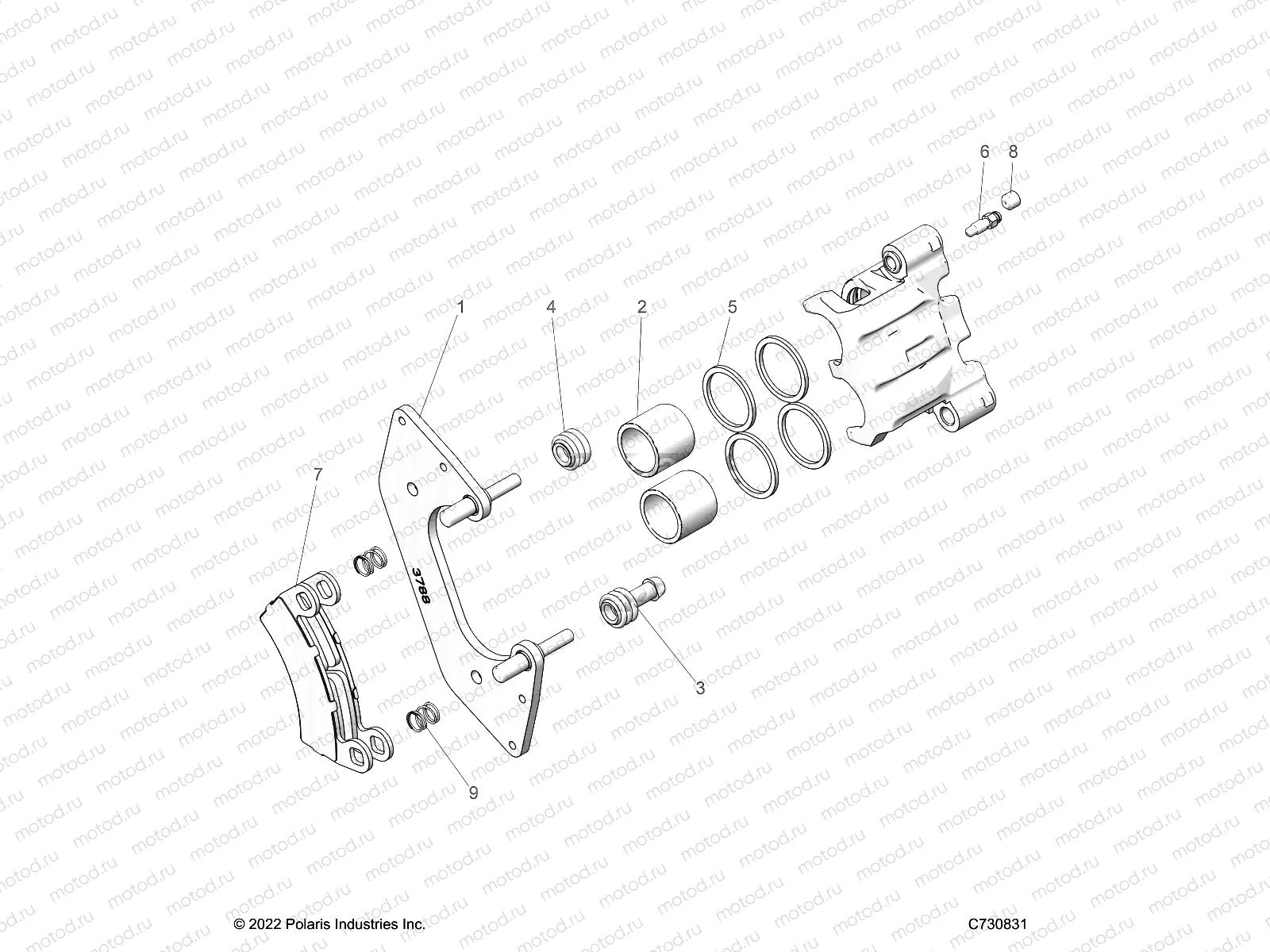 BRAKES | BRAKES, FRONT CALIPER - R23RRY99A9/AJ/AK/AX/B9/BJ/BK/BX (C730831)