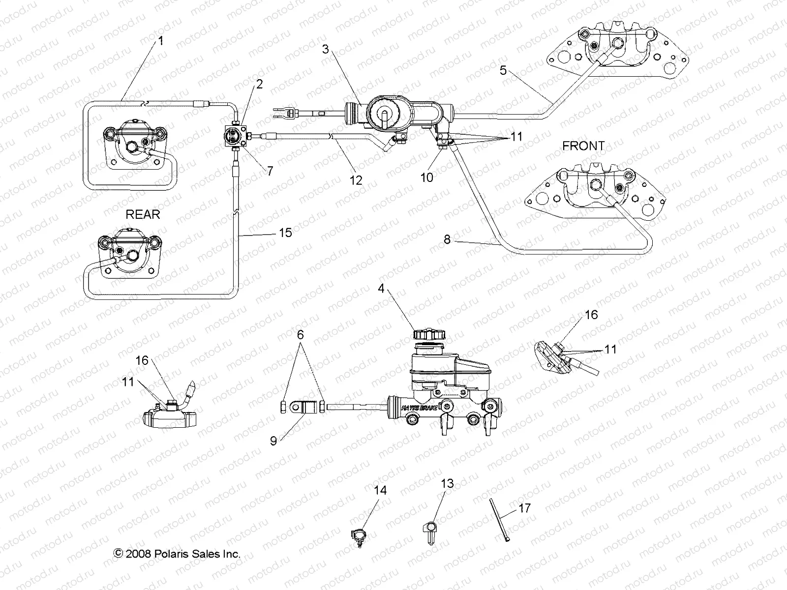 BRAKES | BRAKES, LINES and MASTER CYLINDER - R09HH68/HY68 ALL OPTIONS (49RGRBRAKELINES097004X4)