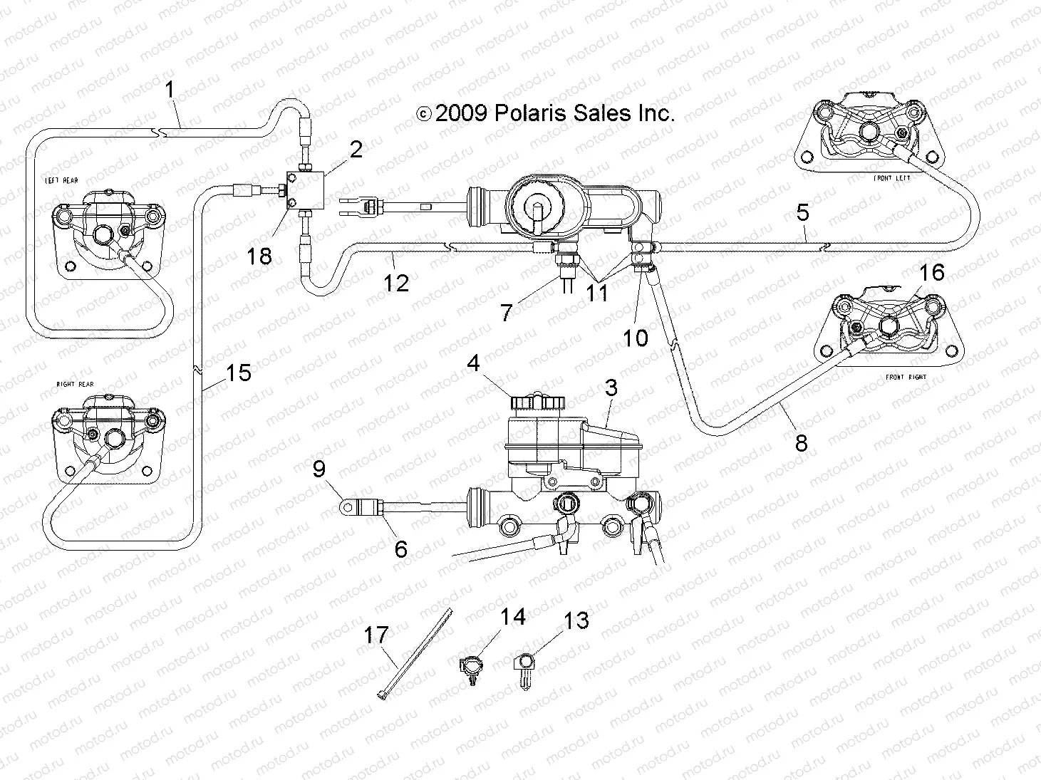 BRAKES | BRAKES, LINES and MASTER CYLINDER - R10RC08GA/GH/FA/FH (49LEVBRAKELINES10SDW)