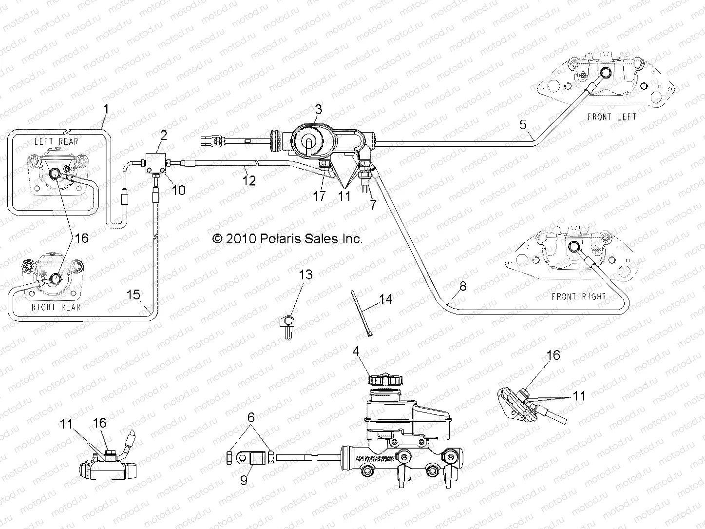BRAKES | BRAKES, LINES and MASTER CYLINDER - R11TH76/TY76 ALL OPTIONS (49RGRBRAKELINES118004X4)