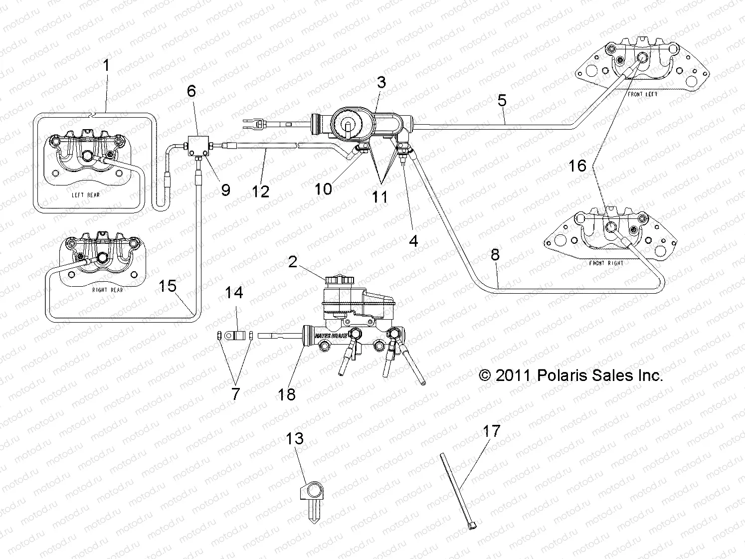 BRAKES | BRAKES, LINES and MASTER CYLINDER - R13HR76AG/AR (49RGRBRAKELINES126X6)