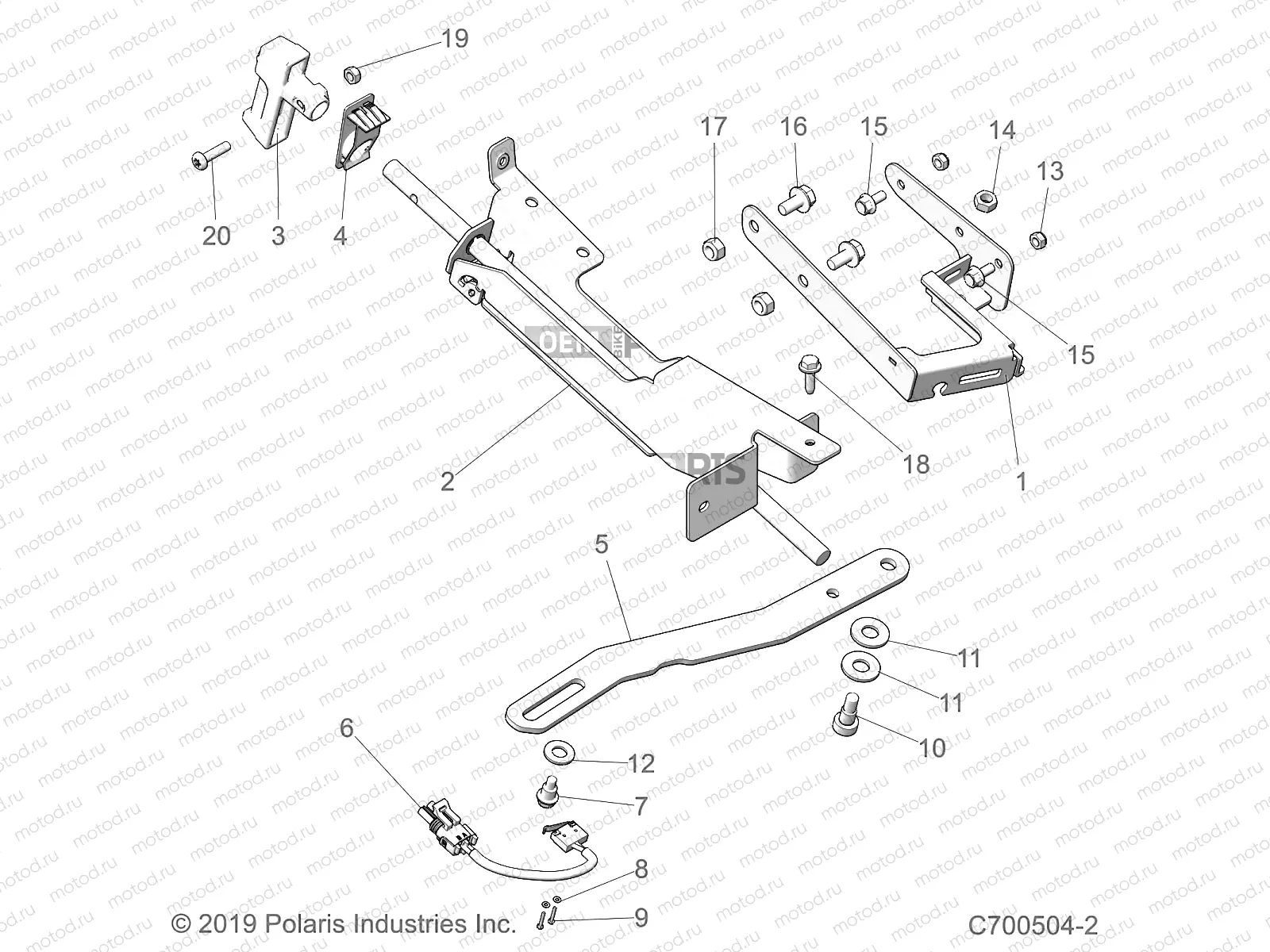 BRAKES | BRAKES, PARKING BRAKE, HANDLE MOUNTING - D19BBPD4B4/BAPD4B4 (C700504-2)
