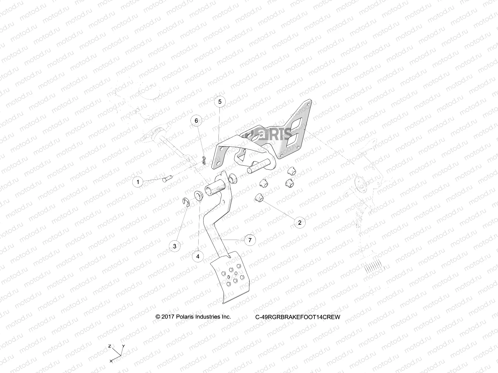 BRAKES | BRAKES, PEDAL and MASTER CYLINDER MOUNTING - R15RUA87/E87/YAA/ZAC ALL OPTIONS (1912056)