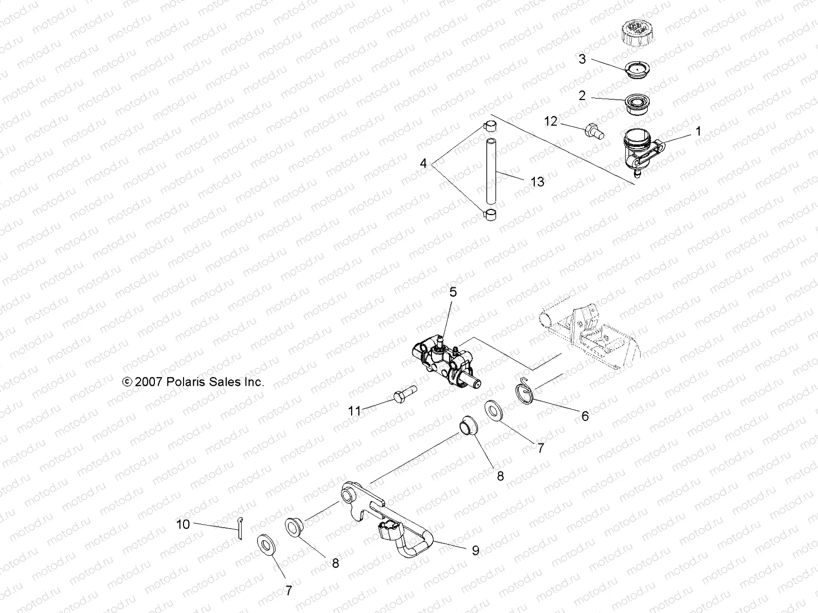 BRAKES | BRAKES, PEDAL and REAR MASTER CYLINDER - A09DN76AB/AL/AY (49ATVBRAKERR08SPX25)