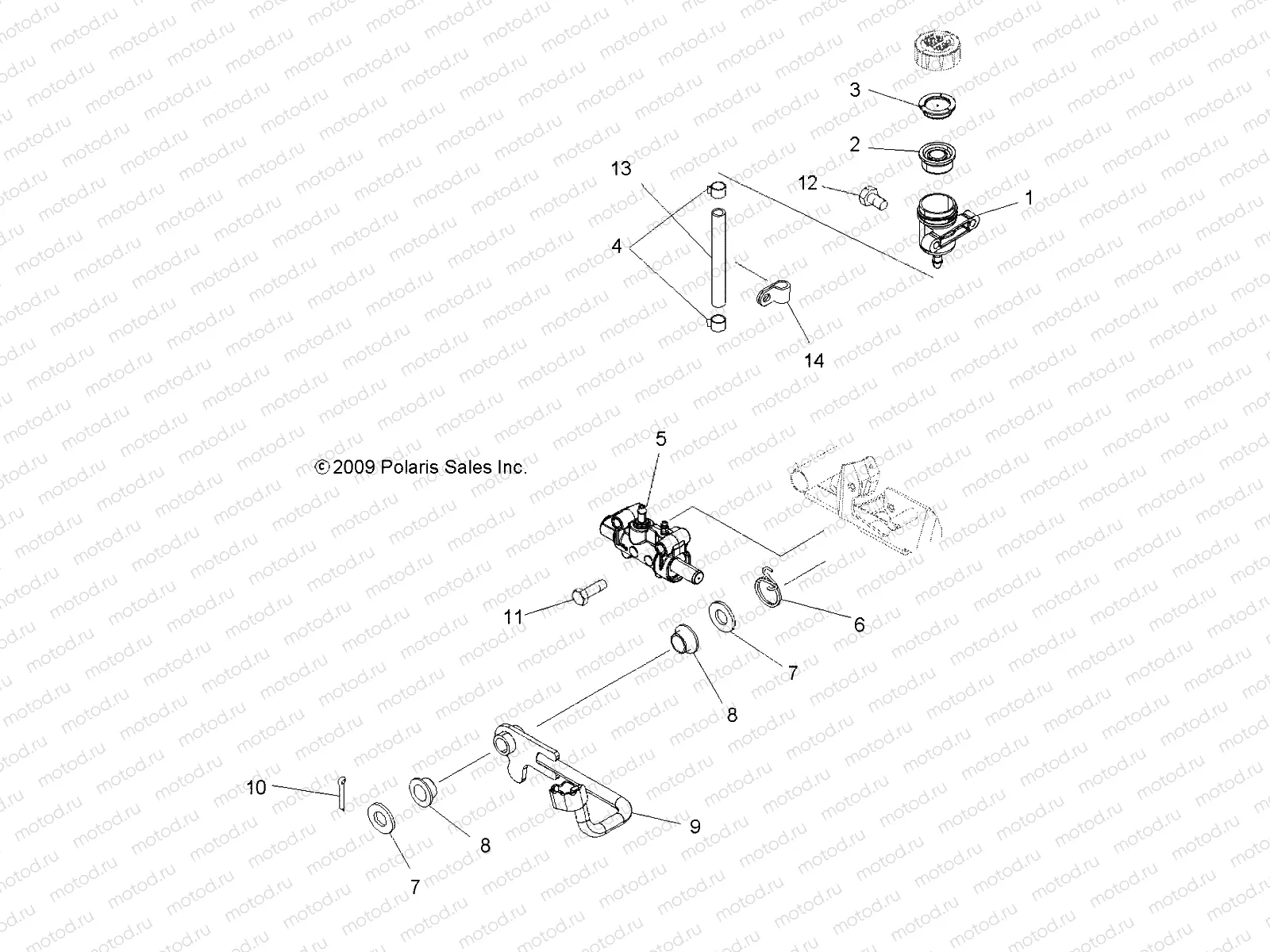 BRAKES | BRAKES, PEDAL and REAR MASTER CYLINDER - A10DH50AX/AZ (49ATVBRAKERR10SP500TRG)