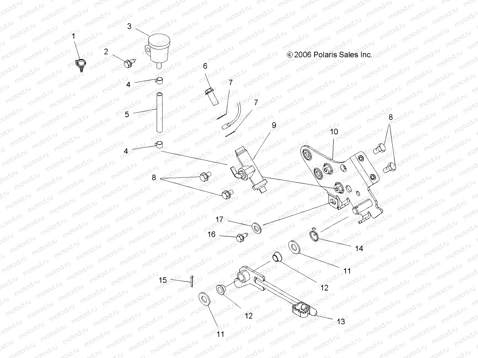 BRAKES | BRAKES, REAR MASTER CYLINDER and PEDAL - A08CA32AA (49ATVBRAKERRBOSS)