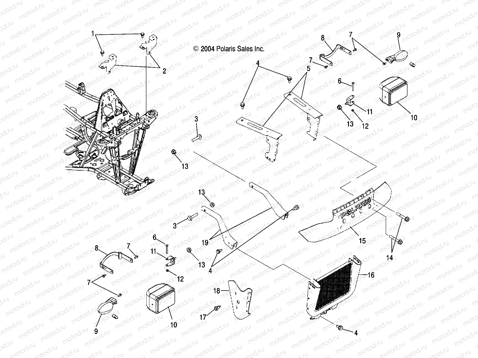 BUMPER MOUNTING | BUMPER MOUNTING, FRONT and HEADLIGHT and TURN SIGNALS, FRONT - A05CA32EA (4999200489920048A08)