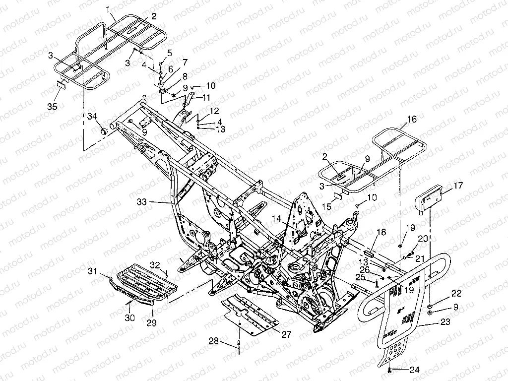 BUMPER/RACK MOUNTING Magnum 4X4 W97AC42A | BUMPER/RACK MOUNTING Magnum 4X4 W97AC42A, Swedish Magnum 4X4 S97AC42E and N (4940834083A007)