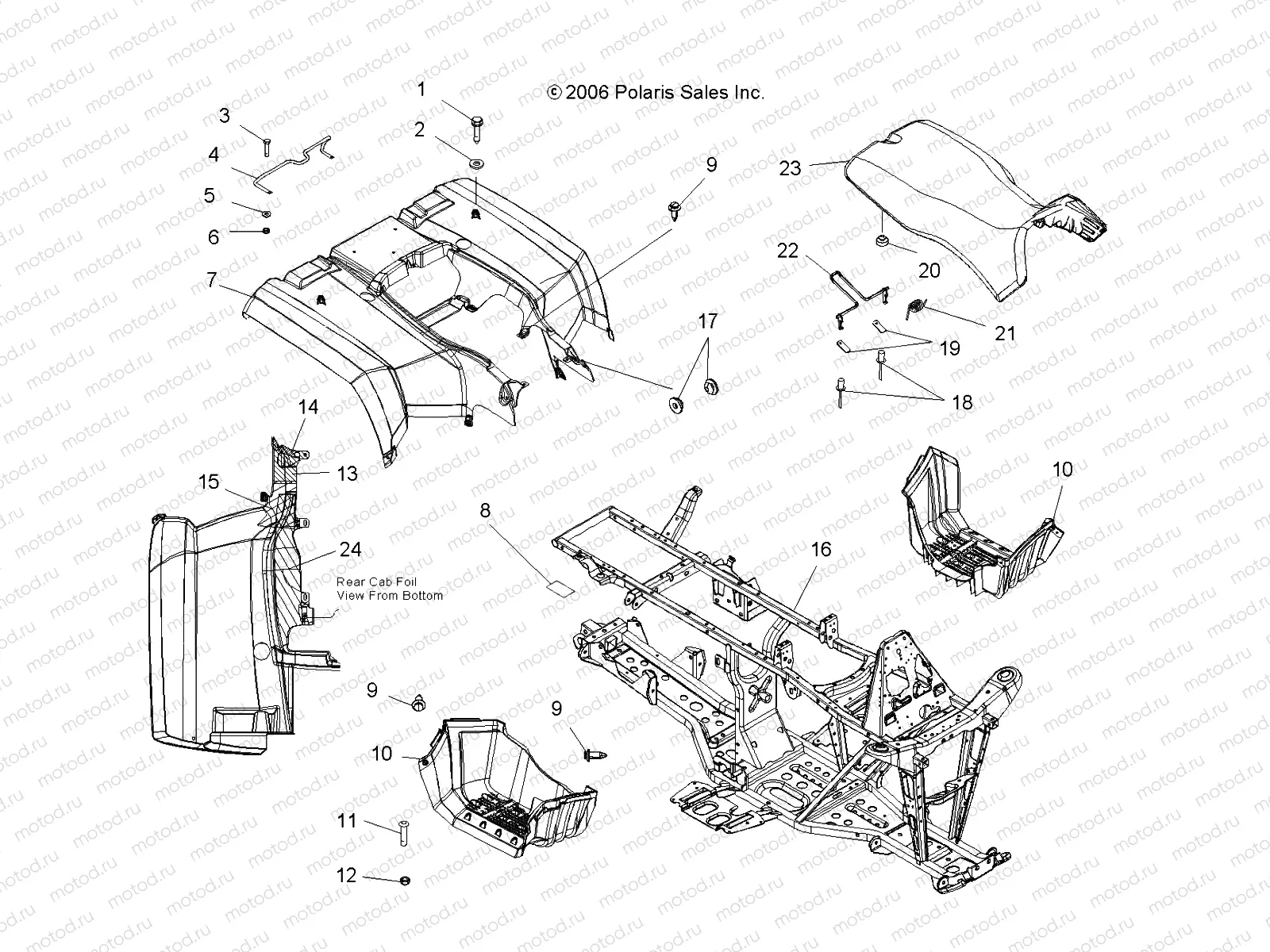 CAB | CAB, REAR, SEAT and FRAME - A07MH46AA/AZ (49ATVCABRRSP450)