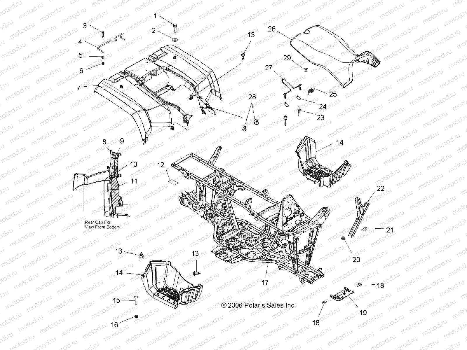 CAB | CAB, REAR, SEAT and FRAME - A07MH76FA (49ATVCABRR800EFI)
