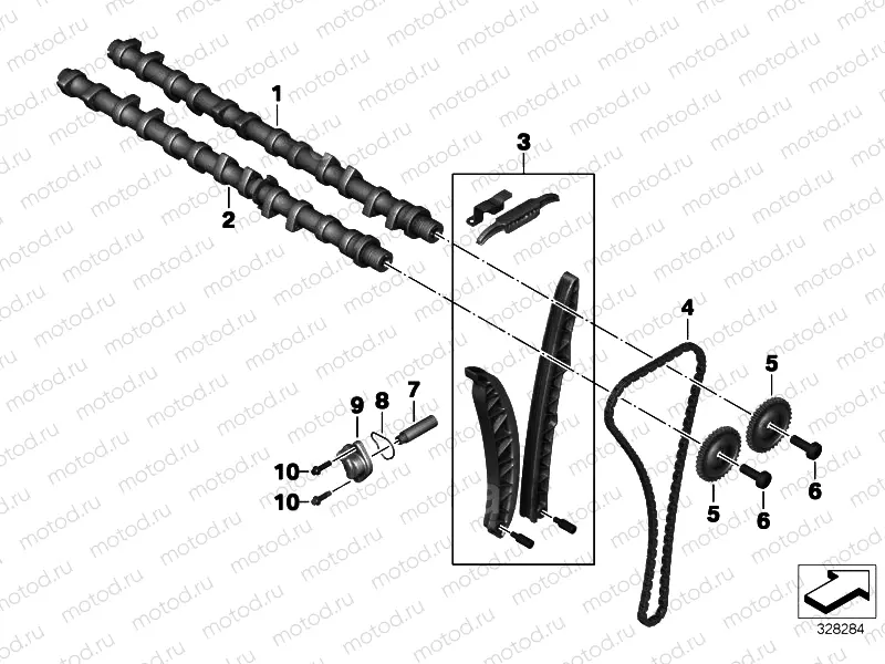 CAMSHAFT, CAMSHAFT GEAR, TIMING CHAIN