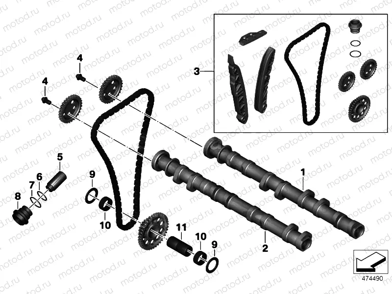 CAMSHAFT, CAMSHAFT GEAR, TIMING CHAIN