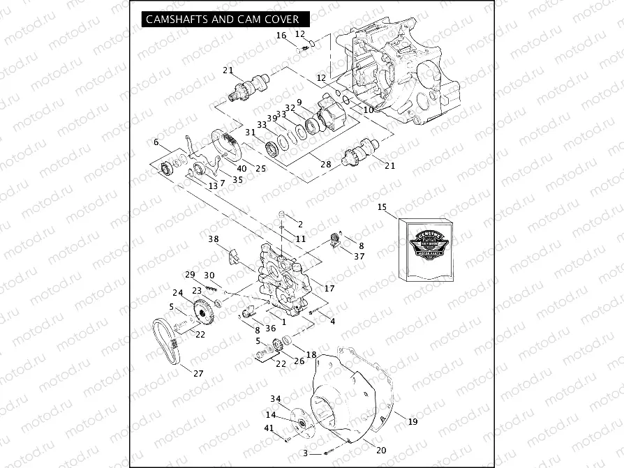 CAMSHAFTS AND CAM COVER - 1550 Twin Cam 95B