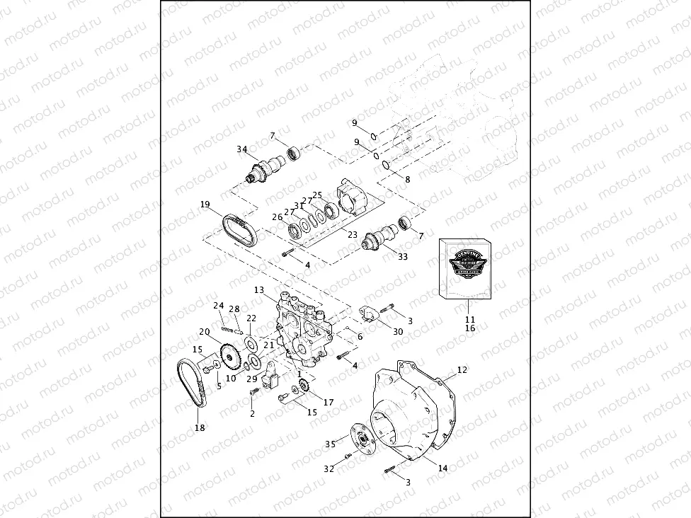CAMSHAFTS AND CAMSHAFT COVER - TWIN CAM 103â¢