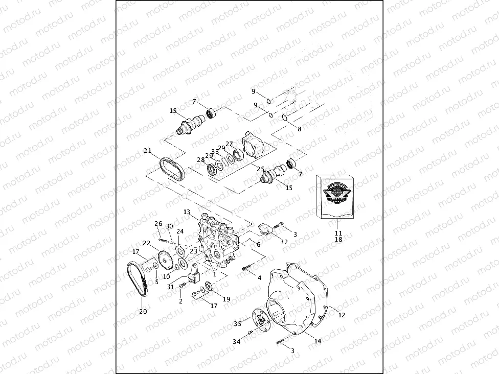 CAMSHAFTS AND CAMSHAFT COVER - TWIN CAM 110â¢