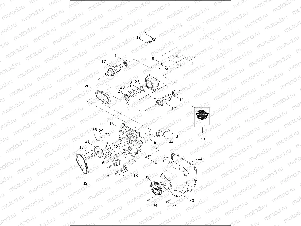 CAMSHAFTS AND CAMSHAFT COVER - TWIN CAM 110â¢