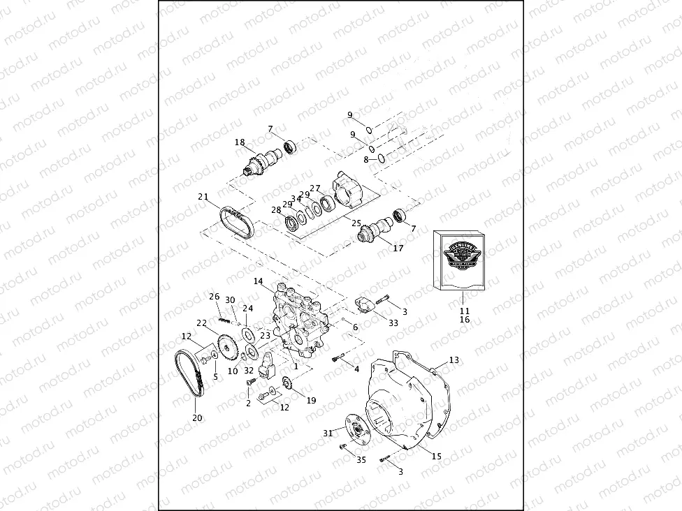 CAMSHAFTS AND CAMSHAFT COVER - TWIN CAM 96â¢