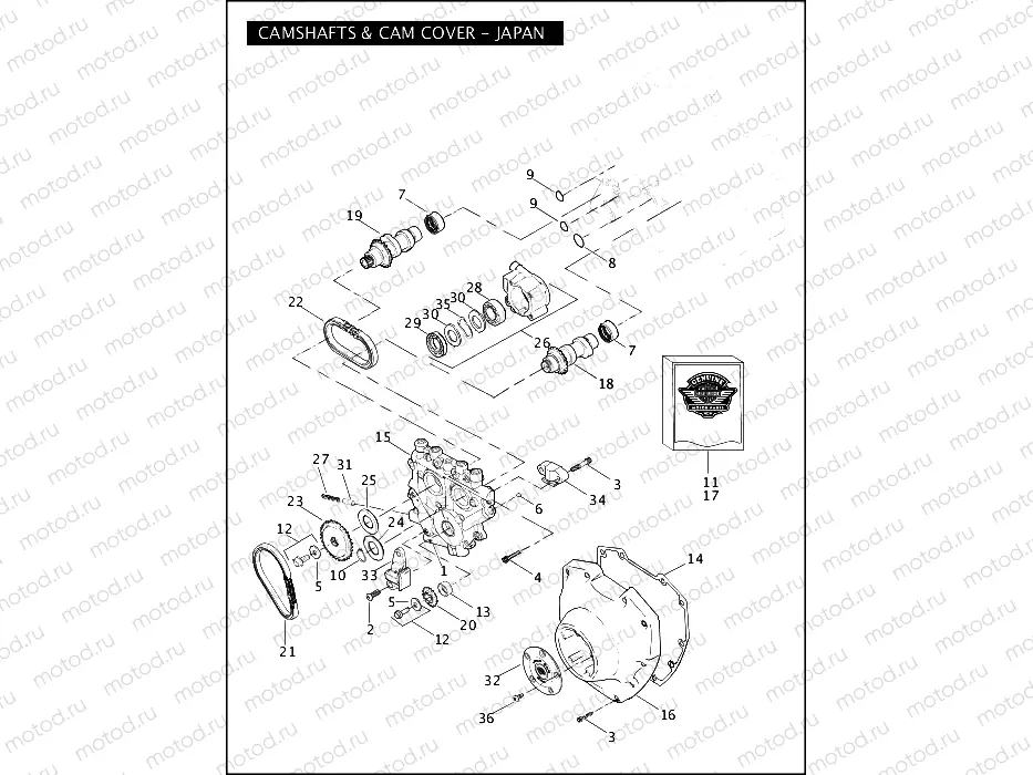 CAMSHAFTS & CAM COVER - TWIN CAM 96â¢ - JAPAN