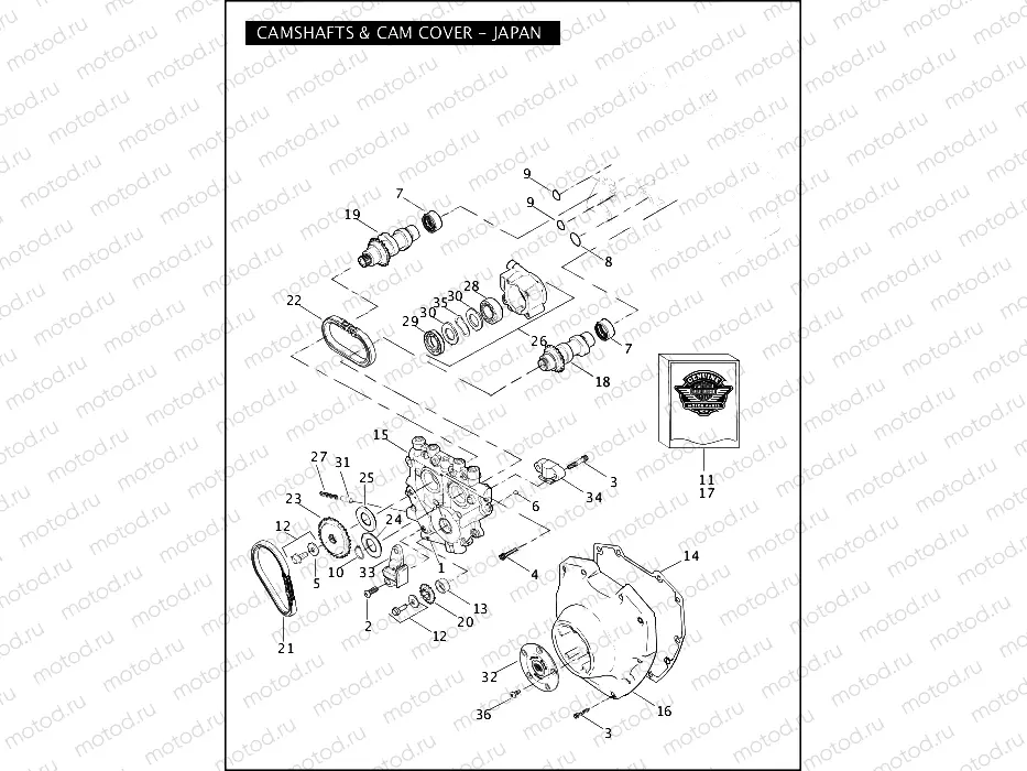 CAMSHAFTS & CAM COVER - TWIN CAM 96â¢ - JAPAN