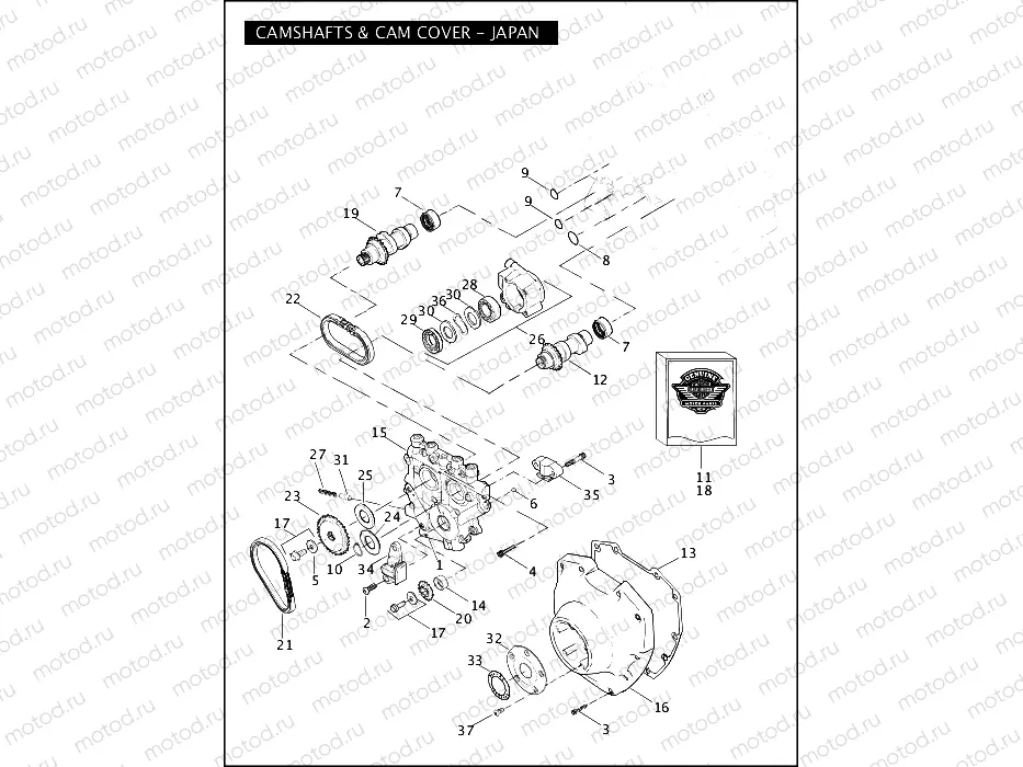 CAMSHAFTS & CAM COVER - TWIN CAM 96â¢ - JAPAN