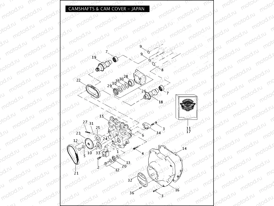 CAMSHAFTS & CAM COVER - TWIN CAM 96â¢ - JAPAN